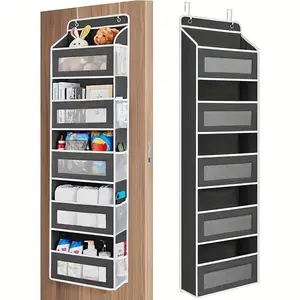 Over the Door Organizer Storage-5-Tier Hanging Organizer with 5 Large Pockets, Anti-Tilt Design, 44 Lb Capacity for Bedroom, Bathroom, Pantry