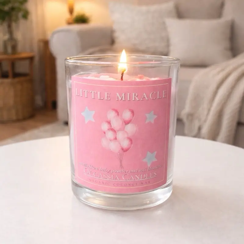 LITTLE MIRACLE baby shower themed 7 OZ Candle –  baby Aesthetic Candle – handmade - scented baby powder