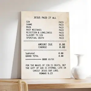 Jesus Paid All - Inspirational Poster, Motivational Christian Wall Art Framed or frameless options available
