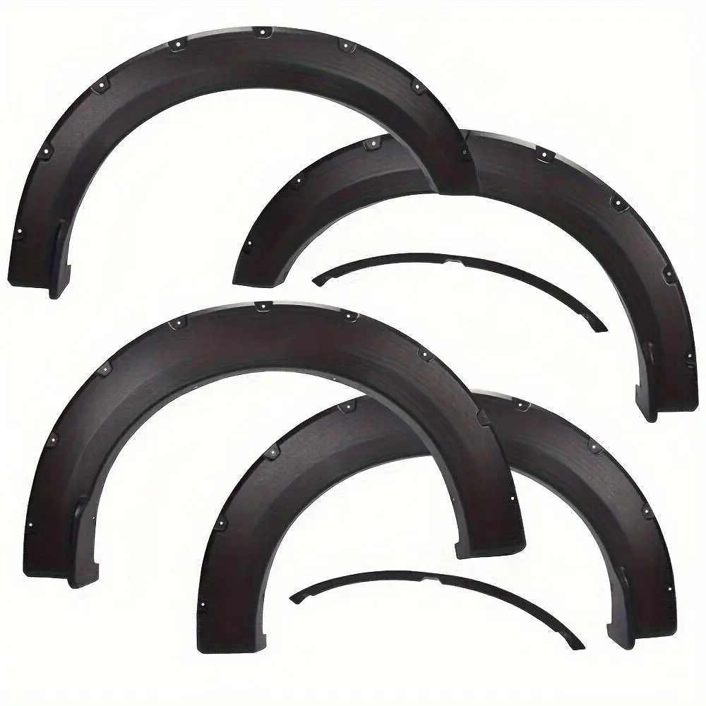 Black Polypropylene Plastic Pocket Rivet-Style Fender Flares Cover Kit for Ford F150 2015-2017 Styleside Models (67.0in,78.8in,97.4in Beds Only) - Includes Hardware, Acts as Protective Shield, Scratch Shield, Wheel Guard, Enhances Appearance, Modern Look
