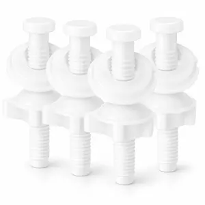 4 Pcs Toilet Seat Screws, Including Plastic Bolts, Nuts and Washers, Durable Toilet Lid Bolts Replacement Kit to Fix Loose Top, Sleek 3-in-1 Fasteners Floor Bolts & Washer Sets
