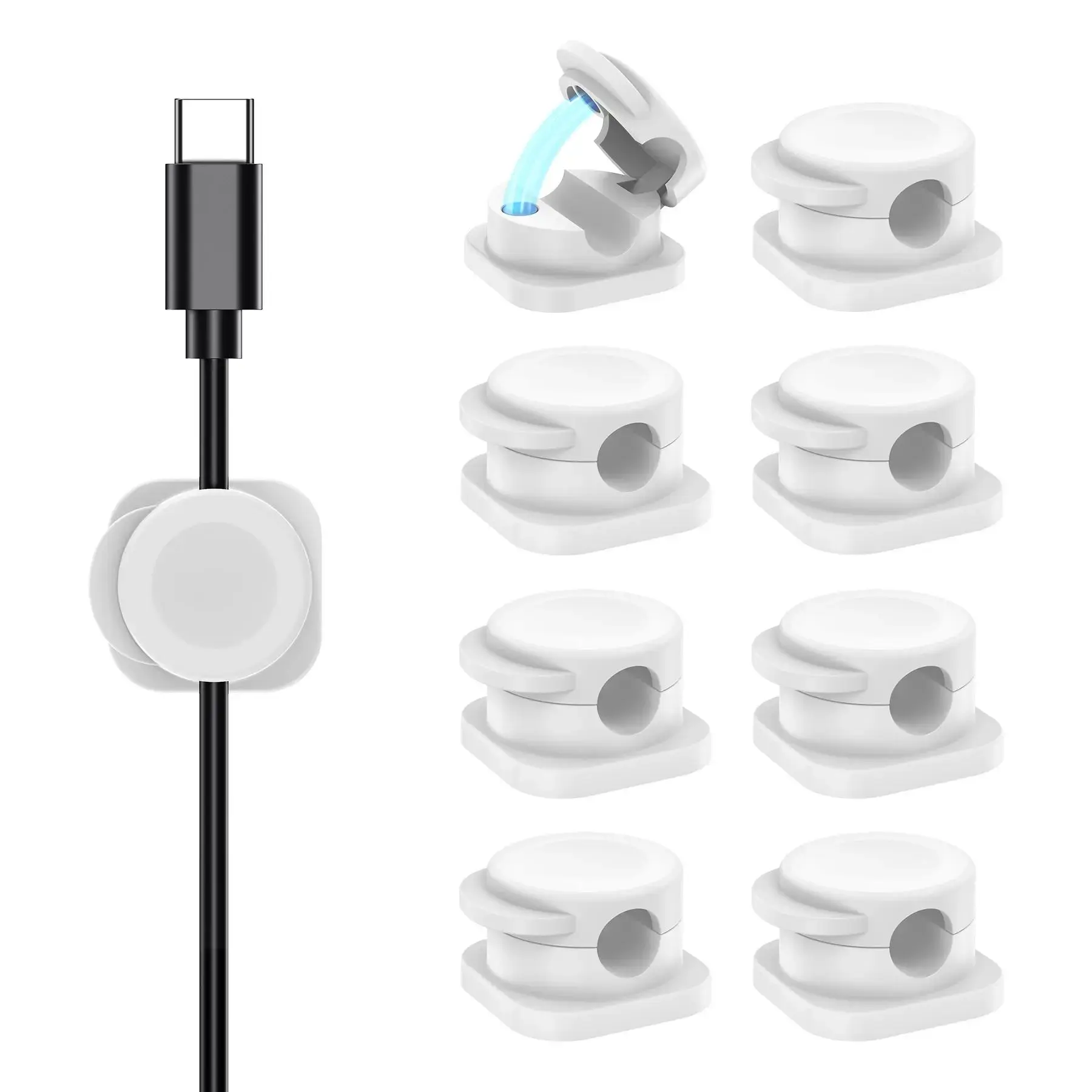 Magnetic Cord Organizer, Cable Smooth Adjustable Easy Secure Cable Management, Wire Holder Keeper Organizer, Hide Or Organize Phone USB Charger Cable for Home,Office,Car,Desk,Nightstand Springtok
