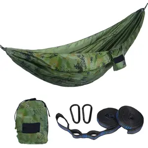 Camping Hammock Double & Single Portable Hammocks Ultralight Nylon Parachute Hammocks with 2 Tree Straps for Backpacking, Travel, Beach, Backyard, Camping, Hiking (Medium, Camouflage)