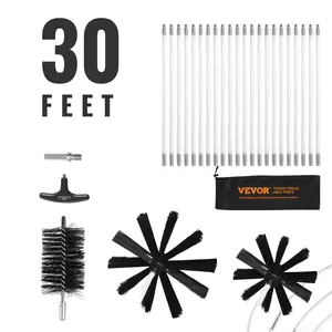 【Spotlight Day】VEVOR 22 Pieces 30 FEET Dryer Vent Cleaner Kit, Include 3 Different Sizes Flexible Lint Trap Brush, Reinforced Nylon Duct Cleaning Dryer Vent Brush, Dryer Cleaning Kit with Clamp Connectors Tool Extendable