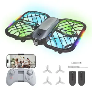 Uranhub M10C Drone for Kids with 720P Camera, FPV Drones Kit with RGB Light, 2 Batteries, Mini Drone with 3D Flips, Headless Mode, Great Gifts for Kids
