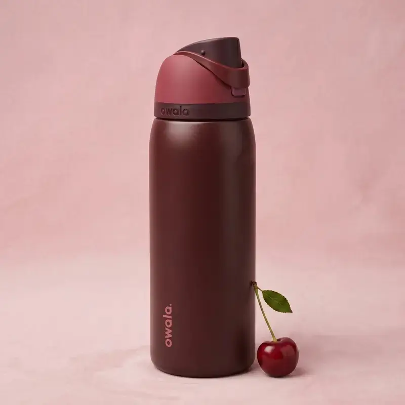 Owala FreeSip Insulated Stainless Steel Water Bottle with Straw, BPA-Free Sports Water Bottle, Great for Travel, Black Cherry