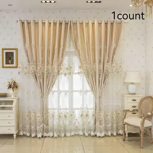 Embroidered Double Layer Curtain, Window Curtain, 1 Count Exquisite Elegant Curtain, Home Decor for Living Room Bedroom Balcony Home Office