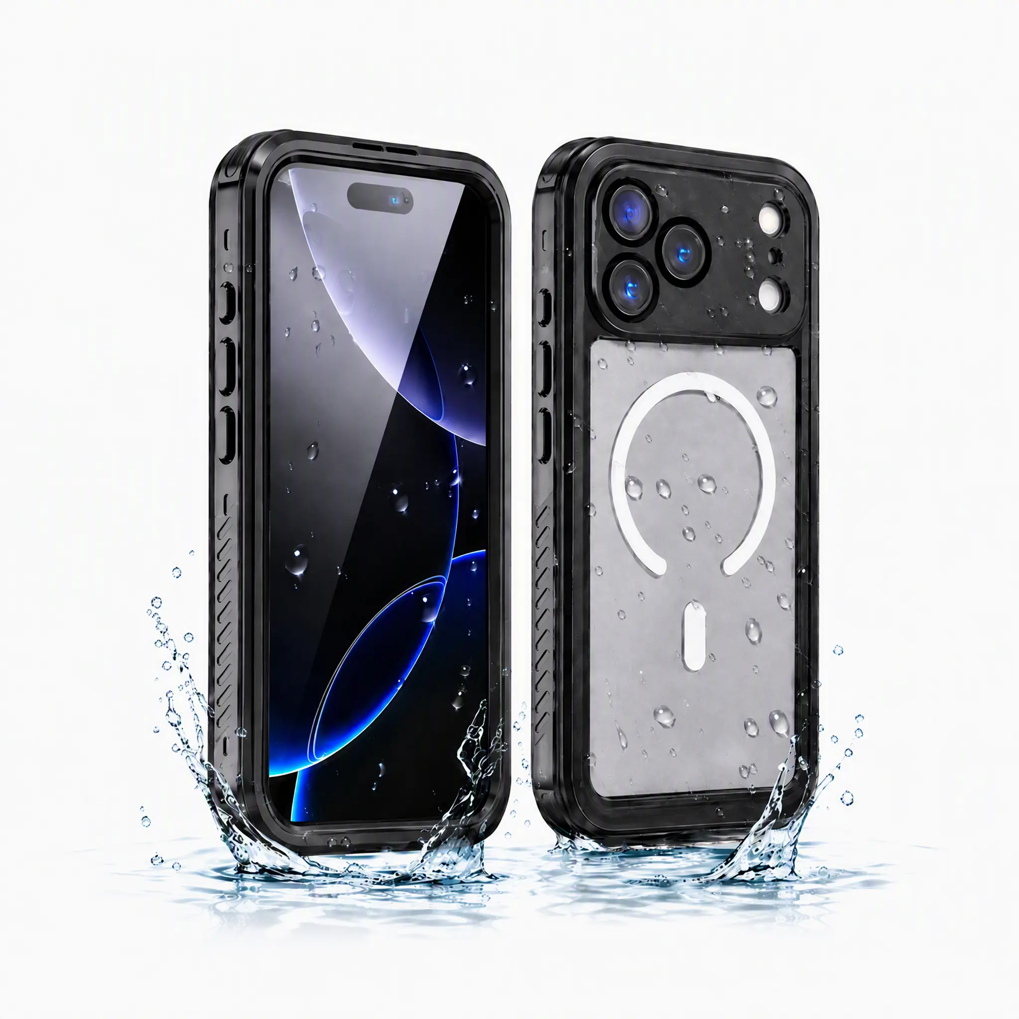 Magnetic Waterproof Durable Smartphone Protective Cover Accessory for iPhone 17/16/15/14/13, 360° Full Body Shockproof Dustproof Casing with Built-in Screen Protector & Lens Guard, Ideal for Diving & Outdoor Use