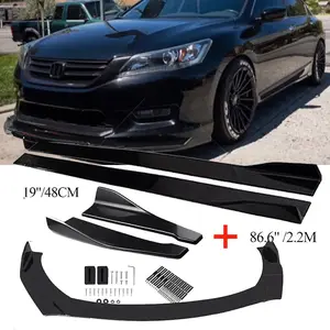 For Honda Accord Civic Black Car Front Bumper Lip Splitter Side Skirts Rear Lip