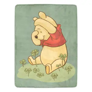 DISNEY CLASSIC Winnie The Pooh Throw Blanket, Bed, Sofa, Car - Machine Washable Outdoor Travel Gift Blankets, Lucky Bear