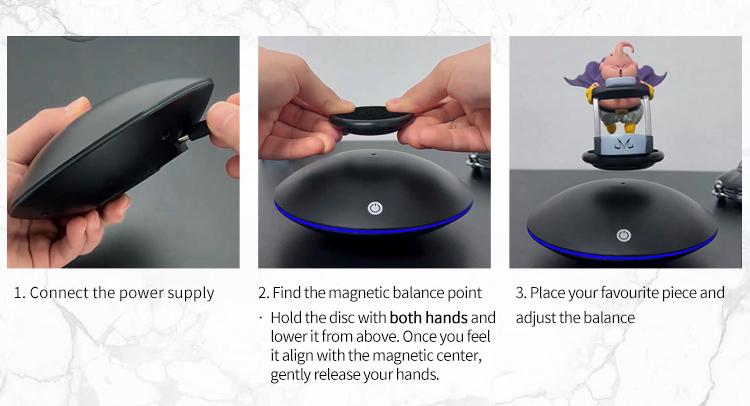 Magnetic Levitation Display Stand - Floating Levitating Shelf with LED Color Lamp, Cool Tech Decor for Office, Bedroom, Living Room, Christmas Ornaments, Magnetic Display for Figures, Toys, Unique Gift for Boys, Girls, Kids