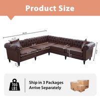 Dark Brown PU Leather 3+2 Tufted Sofa