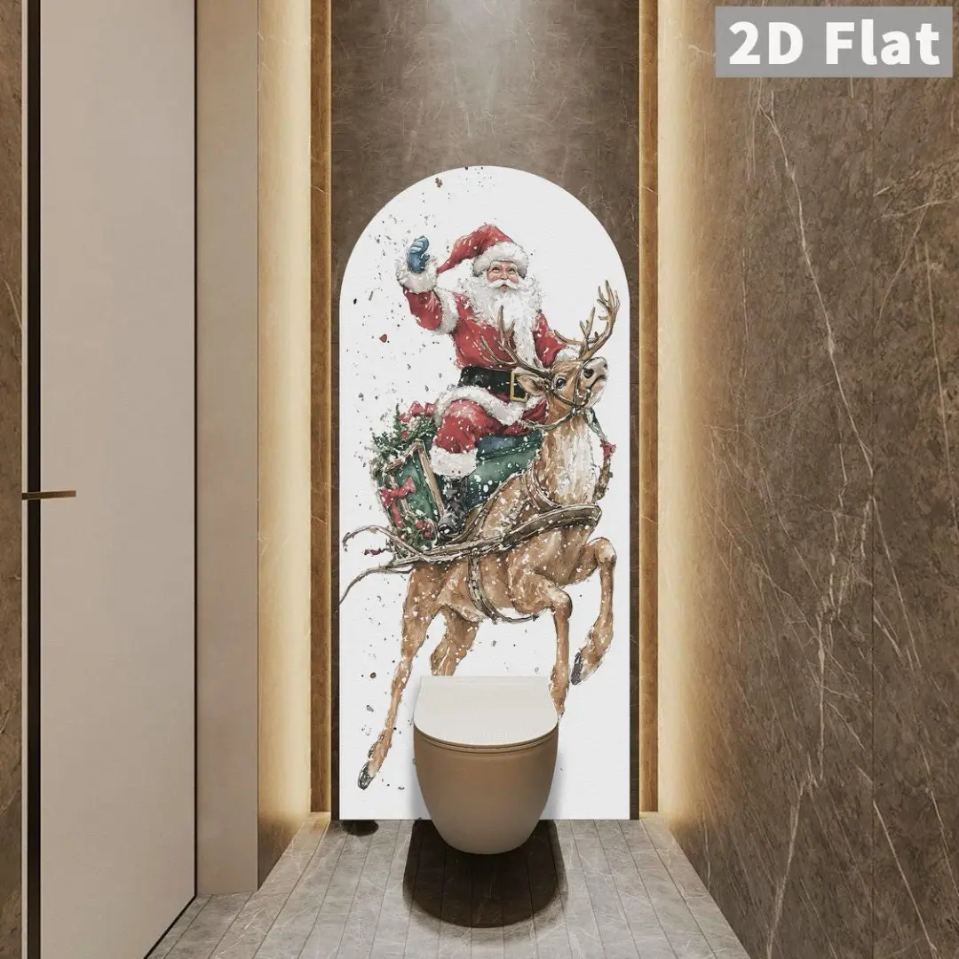 Christmas Santa Door Stickers, Reindeer Blessing Wall Art, Modern Vinyl Door Decals, Self-Adhesive PVC Wallpaper, Removable Home Decor, 41cm X 180cm X 2 Pcs