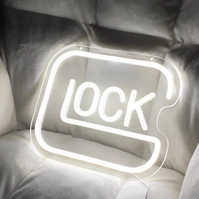 Handcrafted Lock-Shaped Dimmable LED Neon Sign Statue - Color-Changing, Energy-Efficient Wall-Mounted Indoor Home Wall Lighting Fixture for Dining Room, Restaurant Non-Woven Decor Accessories, Decoration