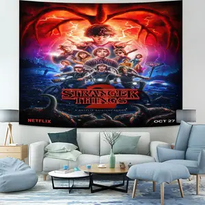 1 Pcs Stranger Things Themed Durable Decorative Tapestry, Interdimensional Suspense Style Wall Hanging, Fantasy Ip Style Drama Character Prints, Ideal Tapestry Gift for Fans of The Show, Perfect for Living Rooms, Bedrooms and Office Decor