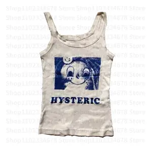 Harajuku Sleeveless Letter Print Grunge Goth Vest  Emo Girl Corset T-shirt Top Aesthetic Sexy Baby Tee Crop Top  Style 2000s
