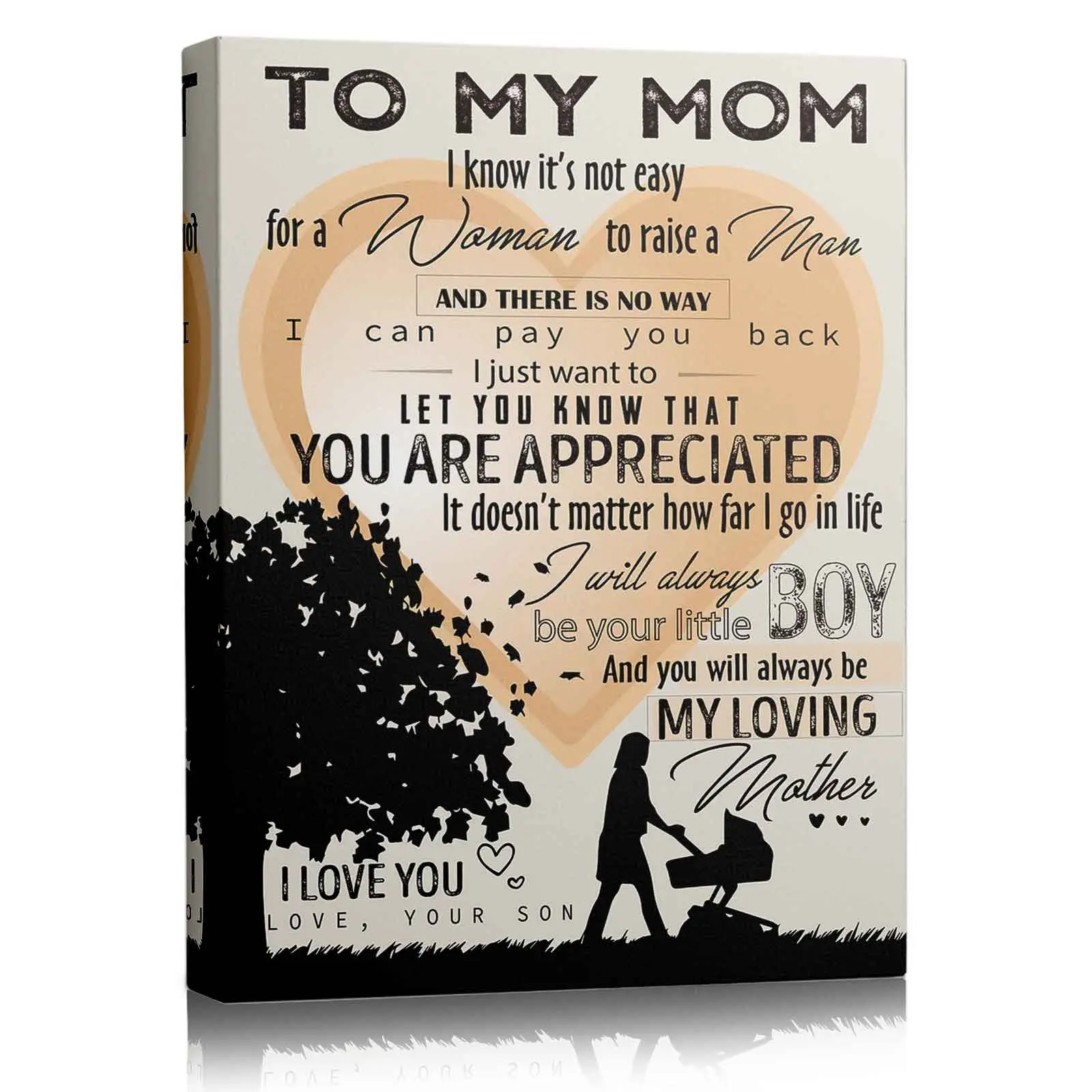 Mom-Love Wall Decor Frame - Heartfelt Poster Print for Son to Gift Mom, Mother's Day Sweetest Gift for Kid Room, Bedroom Home Decor Supplies