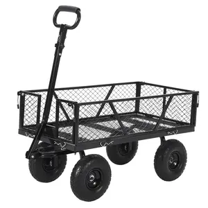 950LBS/1200LBS Heavy Duty Garden Cart, Steel Mesh Wagon Utility Cart with 10" All-Terrain Pneumatic Tires,  2-in-1 Towable Handle for ATV/Tractor,summervibes