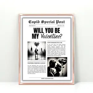 Editable Valentine’s Newspaper Template, Cupid Post Print, Custom Valentine Flower Wrap Design