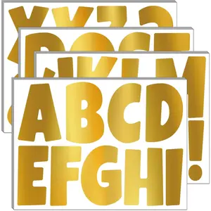 Bulletin Board Letters Set 20 Sheets 4 Inch Alphabet Cutout Letter Poster Board Letters for Bulletin Board Display Classroom School Home Decor(Gold)