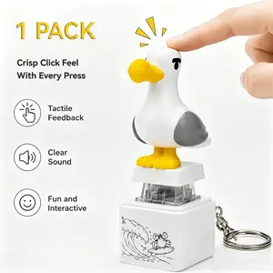 1 Pack Seagull Mine Sound Button Keychain, Rechargeable Fidget Keychain with Real Sound & LED Light, Funny Noise Maker Clicker, Stress Relief ASMR Toy, Novelty Gag Gift for Adults