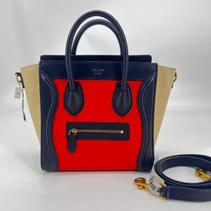 Pre-owned Celine Leather Handbag Tricolor Luggage Bag Nano