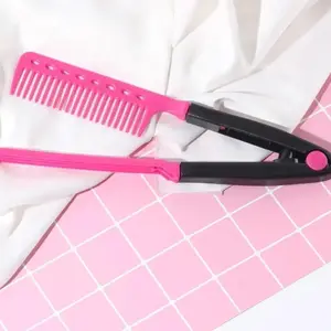1pc V-clip Straight Hair Comb, Clip Comb, Organize and Trim Hair, Hair Styling Comb, Plastic Detangle Hair Styling Comb, Straightener Comb, Hair Detangling Comb