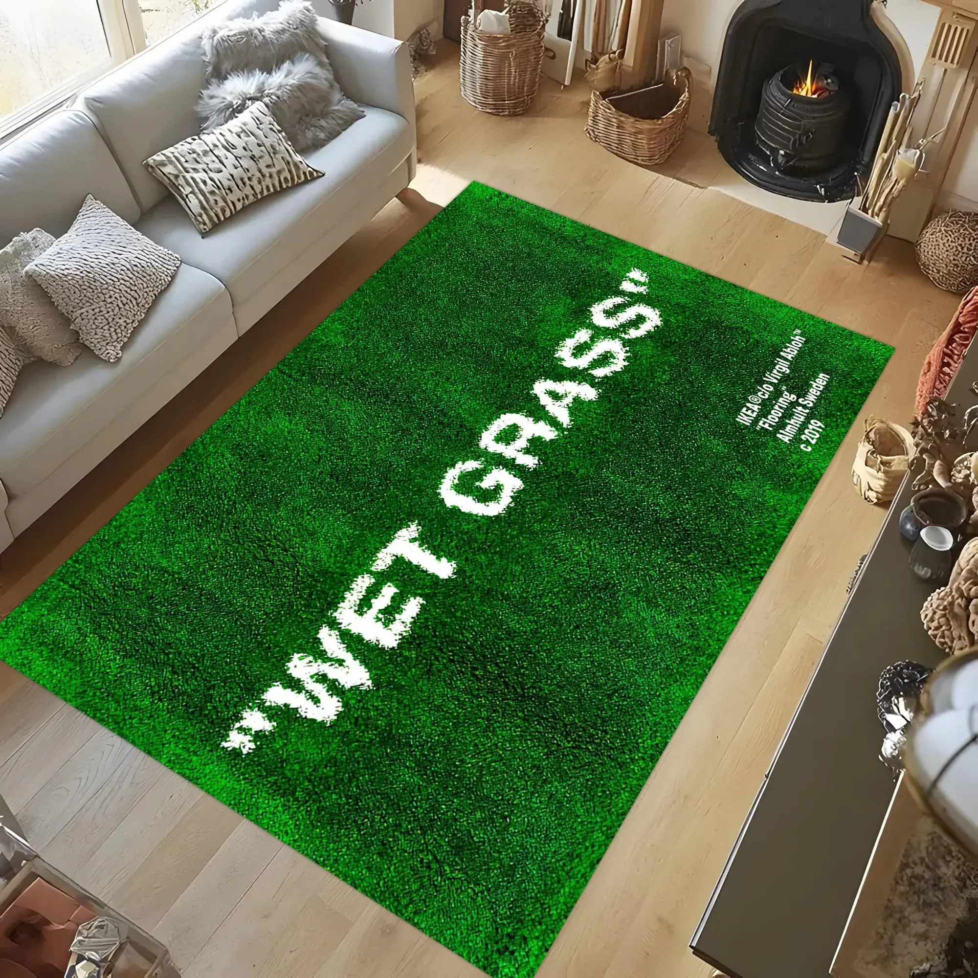 Artificial Turf Area Rug - Wet Grass Style Green Household Textile for Room Decor