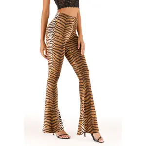 Tiger Print Flare Leg Pants