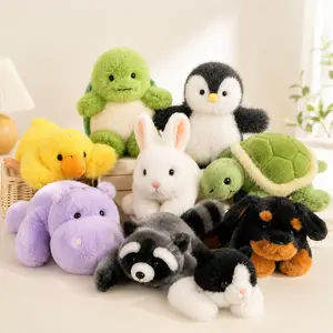 PEACHCAT  Plush Toy Set – Raccoon,Rottweiler,Bunny, Hippo,Penguin,Turtle,Cat&Duck Plush Toys for Parent-Child Interaction, Couples & Friends Prank Toy,  Easter Party Fun Gift for Kids & Adults stuffed animals cute girly gifts,comfy plush toy