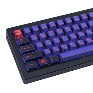 130 Keys Black Purple Manga Key CapsPurple Japanese PBT Custom Keycaps, Cherry Profile Dye Sublimation Keyboard Keycap Set for Cherry MX Gateron Kailh Switches Mechanical Keyboard summervibes