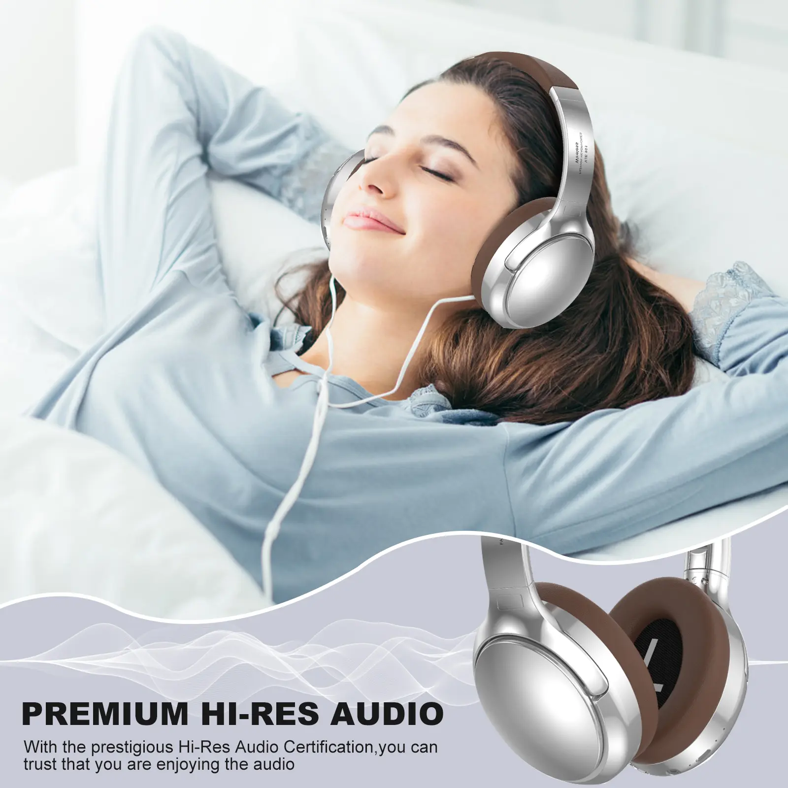 Wireless Over Head Headphones, earbuds 60 hour Playtime, Comfort Fit Ear Cups, for Home Office Travel Audio Headset