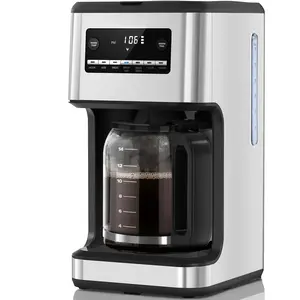 Electactic Coffee Maker, Drip Coffee Machine, 14-Cup Glass Carafe, Programmable, Delay Brew, Keep Warm, with Touch Screen, Stainless Steel,Silver