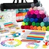 Inscraft Complete Crochet Kit for Beginners - 113-Piece Hobbies Kit Adults with 40 Bright Colors, 1600yd Bright & Lustrous Assorted Yarn, 73 Accessories (Ergonomic Hooks, Knitting Needles, Punch Needle) for DIY Mini Crafts Making