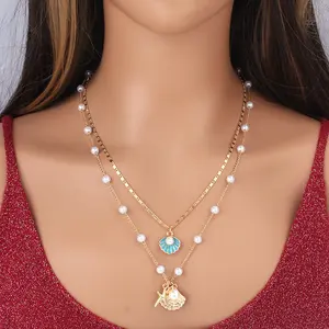 Design-Conscious Starfish Necklace Set - Seashell Faux Pearl Ocean-Themed Jewelry