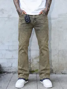 Y2K Aesthetic Men's Flared Denim Jeans with Vintage Wash, Streetwear, Casual Street Style Pants for Everyday Wear, Designed for Fashion-Forward Men