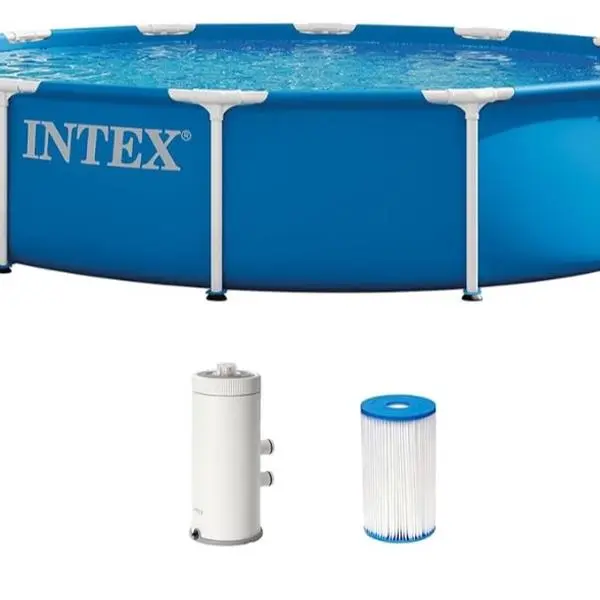 INTEX 28211EP 12Ft X 30In Metal Frame Above Ground Swimming Pool Set, Includes 530 GPH Cartridge Filter Pump, Puncture-Resistant Material, Rust Resistant, 1718 Gallon Capacity