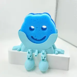 Cute Fun Drainage Smiley Sponge Holder with Drain Holes Legs, 2026 New Creative 3D Printed Dish Sponge Storage Rack, Kitchen Sink Counter Organizer