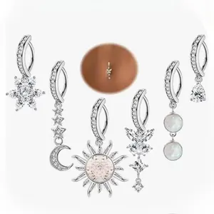 6pcs 14G Clicker Belly Button Ring for Women Surgical Steel Butterfly Snake Evil Eye Heart CZ Dangle Belly Button Rings Simple Reverse Navel Rings Body Belly Piercing Jewelry Body Piercing Jewelry Set, Body Decoration