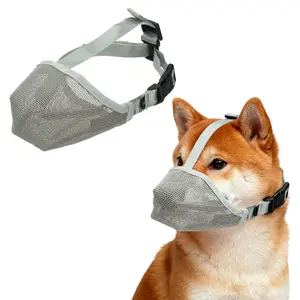 PETAXCELL Dog Muzzle, Soft Mesh Muzzle Adjustable Covered Mouth Guard Breathable, (Light Gray, XS)/ Intended for Anti Biting Chewing/Small Medium Large Puppies/Grooming/Allows Pant Drink