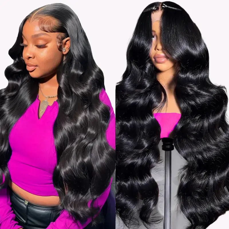 【30 Inch Only $79】13x6 Body Wave Lace Front Wigs Human Hair 180 Density 13x6 HD Lace Front Wigs Human Hair Pre Plucked Brazilian Human Hair Wig Glueless Lace Frontal Wigs for Women Natural Black Body Wave Wig