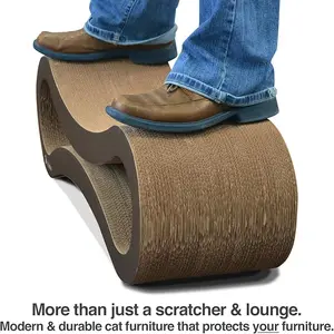 Ultimate Cat Scratcher Lounge, Reversible Infinity Style in Multiple Colors. Made from Recycled Corrugated Cardboard, Durable & Long Lasting