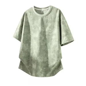 American tie-dye breathable crew neck men’s top, new for summer—loose fit, versatile casual short-sleeve T-shirt; relaxed, comfortable style, high quality.
