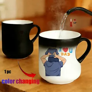 Magic Color Changing Mug, Heart Handle Design, Thermosensitive Ceramic, 11 Oz/330 Ml, Perfect Gift for Mom, Friends, Lovers, Father, Thermosensitive Ceramic Cup