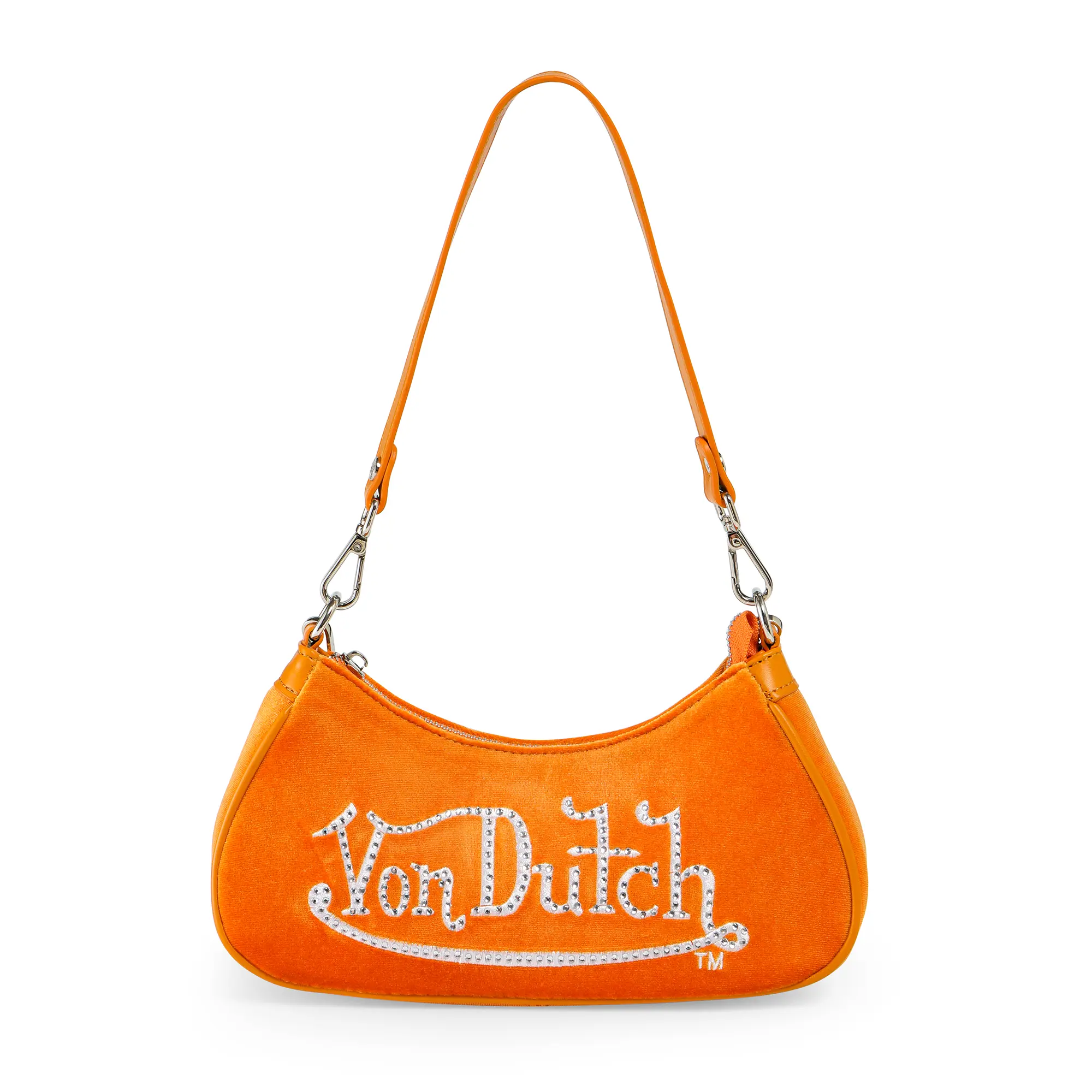 Orange and White Rhinestone Shoulder Bag