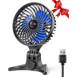 USB Desk Fan, Small Fans with CVT Variable Speeds,  Cooling Airflow, Quiet Portable, Desktop Mini Personal Table Fan for Room, Home, Office, Bedroom, Blue Black