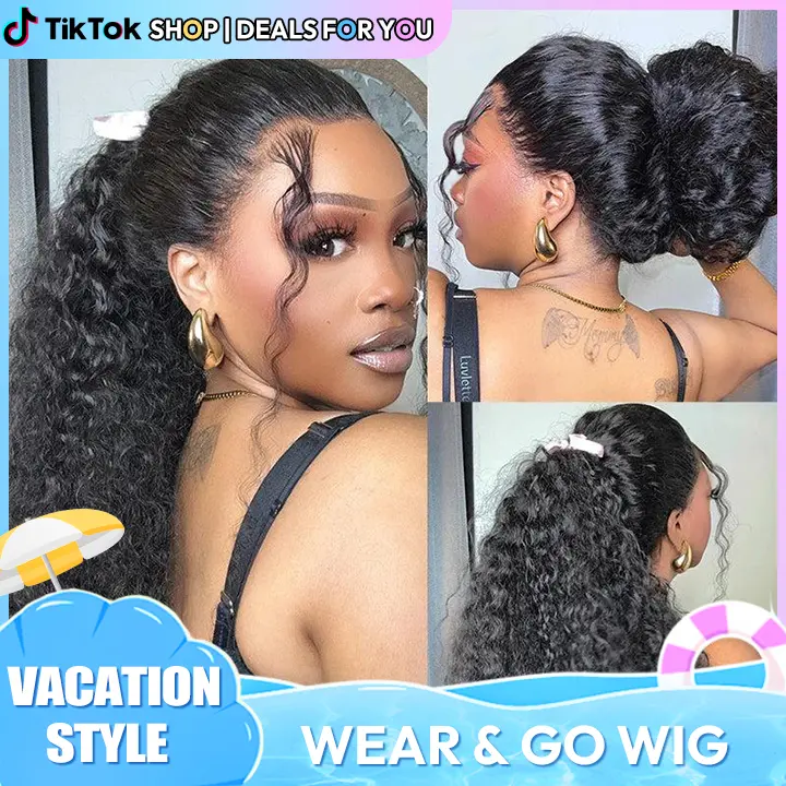 360 Kinky Straight And Water Wave Glueless Wig Human Hair | Wear And Go Drawstring Lace Front Wig #SummerVibe