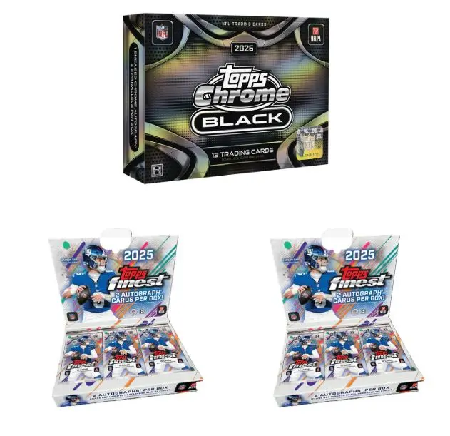 PYT Break #29 - 1x 2025 Topps Chrome Black Football Hobby Box & 2x 2025 Topps Finest Football Hobby Box