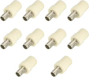 (Pack of 10)  1/2" Pex x 1/2" CPVC Transition Coupling Barb Crimp Brass Fittings,(PEX1807340)