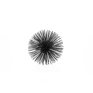 6 in. Black Metal 360 Stand Spiked Sphere - Modern, Contemporary Home Decor Ornament, Table Statue Figurine